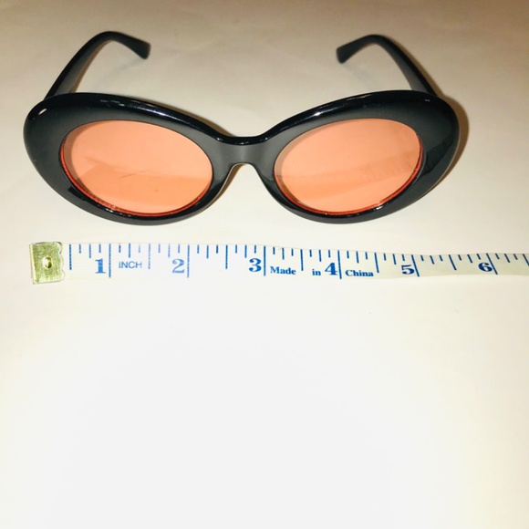 Vintage 90s Y2K Thick Oval Sunglasses Black Red Tinted Lens Retro Cyber Y2K Goth main image 9